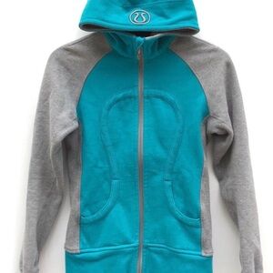 Lululemon Womens Oasis Scuba Zip Hoodie Jacket Turquoise Gray